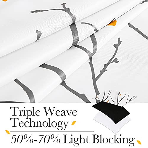 Nicetown Room Darkening Spring Curtains For Bedroom 84 Inch Length, Grommet Branch Thermal Window Drapes With Rain Of Petals For Living Room, Grey, W52 X L84, 2 Panels #TOP5