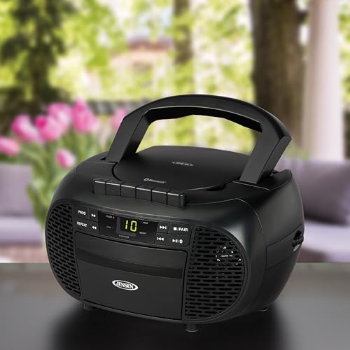 image for JENSEN CD-550BT-BK Portable Stereo Bluetooth CD Cassette Recorder with