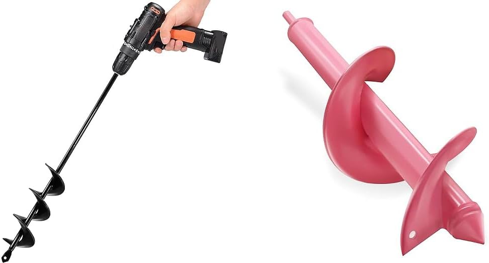 TCBWFY Auger Drill Bit for Planting 1.6x16.5inch Extended Length Garden Auger Spiral Drill Bit,4x12 Inch Auger Drill Bit for Planting - Heavy Duty Garden Tools Auger Drill Bit for Planting Bulbs