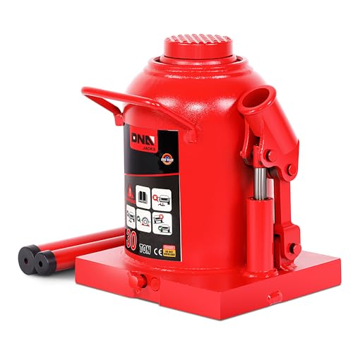 DNA Motoring 30 tons / 60000 lbs Lifting Automotive Welded Hydraulic Bottle Jack for Repair Vehicle Pickup Truck w/Manual Handle Red TOOLS-00364