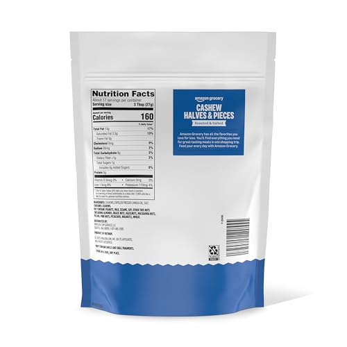 Amazon Grocery, Cashew Halves & Pieces, Roasted & Salted, 16 Oz (Previously Happy Belly, Packaging May Vary) - image 2