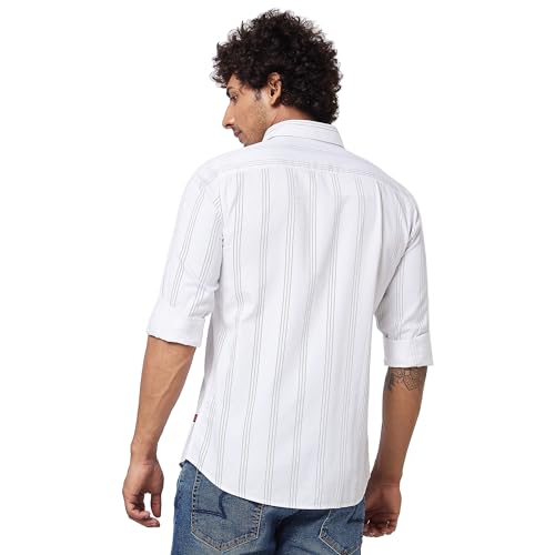 Image of Spykar Men's Regular Fit N /A Full Sleeve Striped Casual Shirts