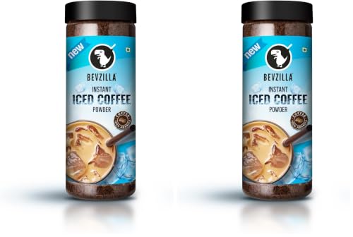 Image of Bevzilla 200 Gram Instant Iced Coffee Powder | Make 100 Cups|Arabica Strong Coffee|Cold Coffee | Unbreakable Jar (Pack of 2)