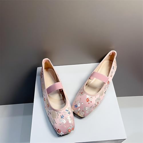 Women's Floral Print Square Toe Mary Jane Flats Chinese Style Floral Flats Comfortable Ballerina Flat Shoes for Women2