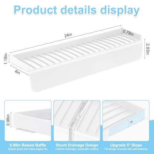 Image of Silicone Sink Edge Protectors 4 inch x 24 inch, Upgrade Kitchen Sink Splash Guards With Suction Cup, Splash Guard For Bathtub Sink, Countertop Protectors For Quartz Kitchen Sink(Transparent White)