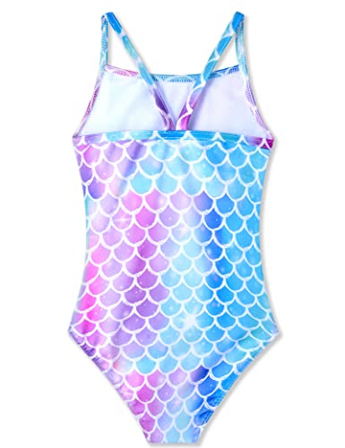 Image of TENVDA Girl's One Piece Swimsuit Sparkle Sleeveless One-Piece Bathing Suits Swimwear for Kids 2-12 Years Old