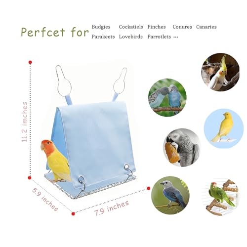 Image of Bird Tent with Removable Pad Easy to Clean, Bird Toys Swing Parrot Hammock for Cockatiels Conures - Hanging Cage Bed Waterproof, Chew-Proof for Parakeets Lovebirds, Blue