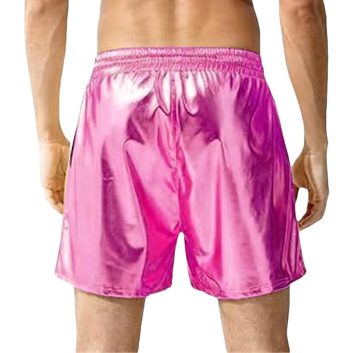 Men's Metallic Shorts Classic Shiny Disco Shorts Drawstring Straight Leg Pants Fashion Sparkly Pants with Pockets2