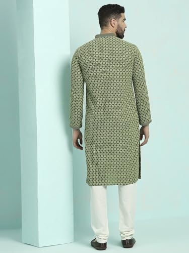 Image of Rajubhai Hargovindas Men's Chikankari Embroidered Cotton Kurta (Ches)