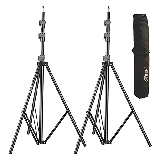 Image of HIFFIN Light Stand Kit - 9 feet (2 Light Stands) Metal Colour Black 9 feet, Portable & Foldable, Indoor & Outdoor Shoot, Heavy Duty, Photography & Videography