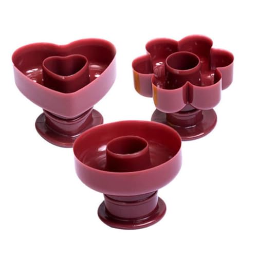 Toyvian 3 piezas Molde para Donuts de Plástico PP Premium de Moldes Redondo Flor y Corazón Resistente y Reutilizable para Hornear Postres Familia y Eventos