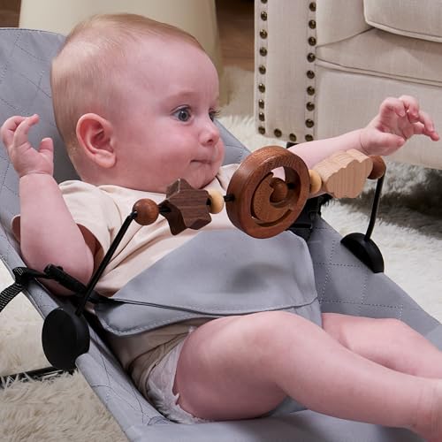 WYFWFDF Toy Bar Compatible with Baby Bjorn Bouncer Toy Bar for Baby Bouncer, Durable Wooden Baby Bouncer Toy Bar Attachment, Rotatable Baby Sensory Toy (Natural Wood Colors) - Thumbnail 4