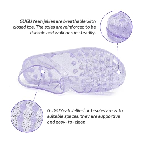 Image of GUGUYeah Jelly Sandals for Girls,Closed Toe Princess Costume Summer Dress Shoes Fisherman Gladiator Water Beach Flat Sandals for Toddler /Little Kid /Big Kid