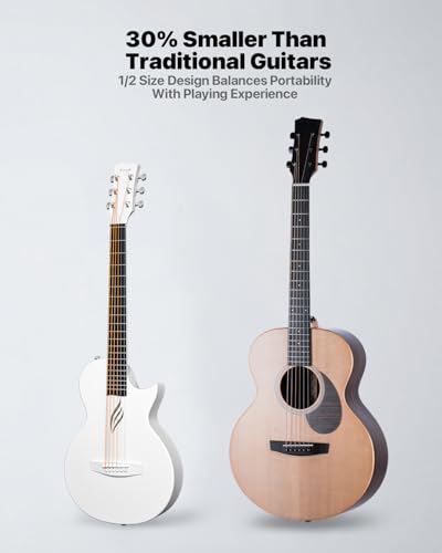 Image of Enya NOVA GO 35-Inch Carbon Fiber Travel Acoustic Guitar, White | Lightweight 3.7 lbs Design, Moisture-Resistant Body, Easy to Carry for Adults and Beginners, Gig Bag and Accessories Included