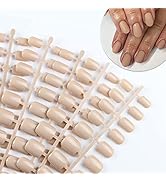 120 Pcs Red False Nail Tips Full Cover Short Stiletto Fake Nails Acrylic Gel Press on Nail (tan)