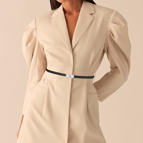 Women Skinny Belt Thin Leather Rhinestone Belt White Pearl Waist Belt Jewelry Accessories for Dress4