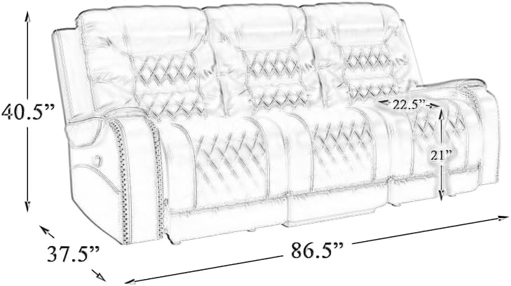 Image of Torque - Mikkel Leatherette Recliner Sofa 3+2+1 Seater Manual Black | Adjustable 6 Seater Recliner with Cup Holder Storage for Living Room Bedroom | 1 Year Warranty