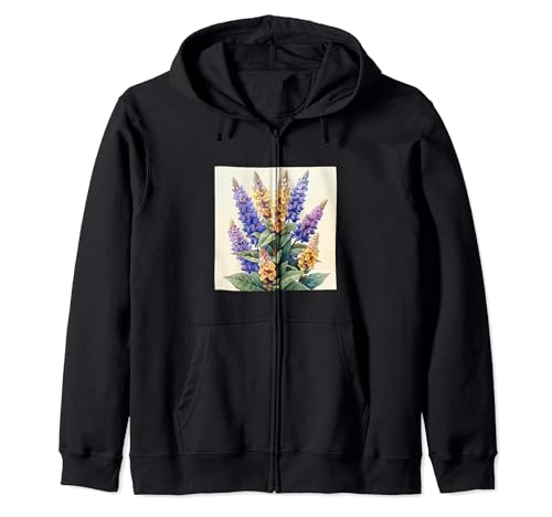 Anise Hyssop Bouquet Floral Pastel Colors Graphic Zip Hoodie