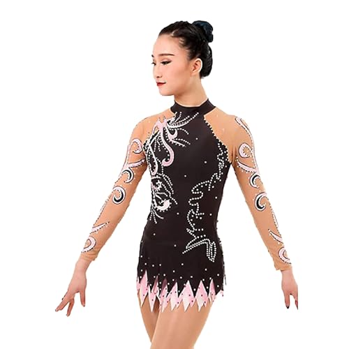 Kmeruoys Rhythmic Gymnastics Leotards Girl Competition Leotards Sport Specific Clothing (Color : Black, Size : 155CM)