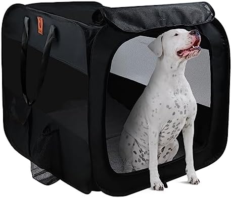 OUHOU Folding Dog Travel Crate Carrier for Medium Dogs Portable Soft-Sided Pet Kennel 30"X 18"X 18" Collapsible Enclosure for Large Puppy.