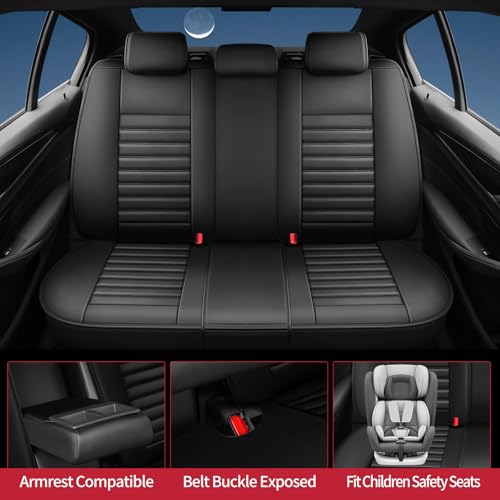 Image of Fit Outback Car Seat Covers for Subaru Outback 2010-2024 2025 2026 - Upgraded Premium Waterproof & Breathable Leather, Airbag Compatible, All-Weather Seat Cushion Protector (Full Set, Black)