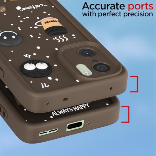 Image of Pikkme Back Cover for OnePlus 15R 5G | 3D Bear Silicone Cute & Fun Coffee Cartoon | Full Body Protection Bumper Case (Brown)