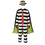 yrkasvr Mens Thief Costume Burger Costume Thief Outfit Adult Halloween Cosplay(Medium,Black)