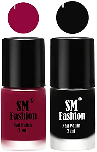 Image of Long Lasting Nail Polish | Nail Paint Combo 7 ml Each) - Set of 2 Cherry Blossom-Black
