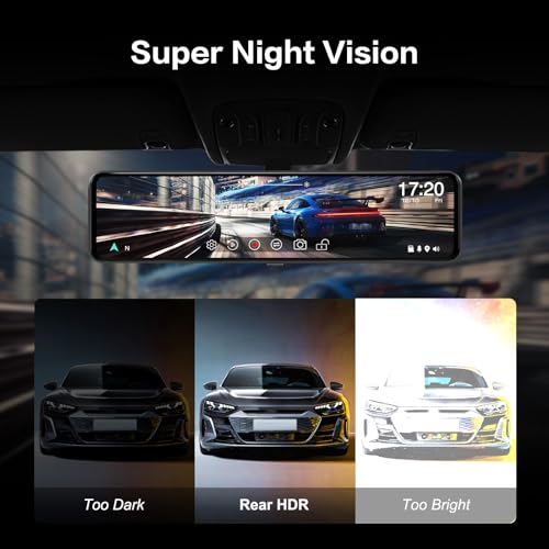 12" Rear View Mirror Camera, 4K Smart Touch Screen Mirror Dash Cam Front and Rear, Supports Zoom in, Night Vision, Parking Mode, 1080P Back Up Camera, GPS, 32GB Card - Image 5