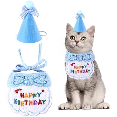 Small Dog Cat Birthday Hat and Scarf Set Cover