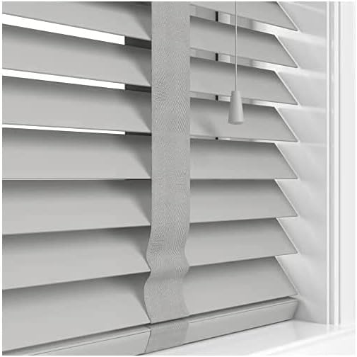 Grey Faux Wood Wooden PVC Window Venetian Blind/Blinds, Easy Fit Child Safe Trimmable Shutters, 50MM Slats with Matching Facia (Silver Grey, Width: 174cm / Length: 150cm)