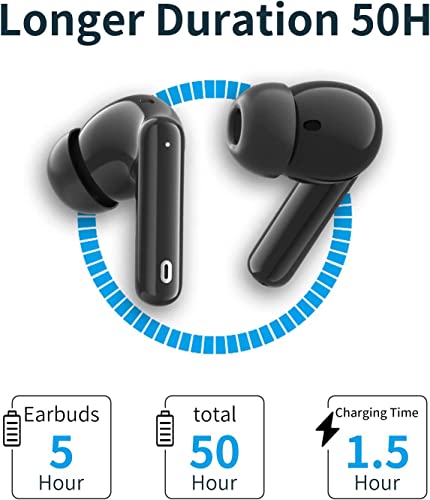 A40 Pro Wireless Earbuds, 50Hrs Playtime Bluetooth Earbuds Built In Noise Cancellation Mic With Charging Case, Bluetooth Headphones With Stereo Sound, Ipx7 Waterproof Ear Buds For Iphone And Android #TOP2