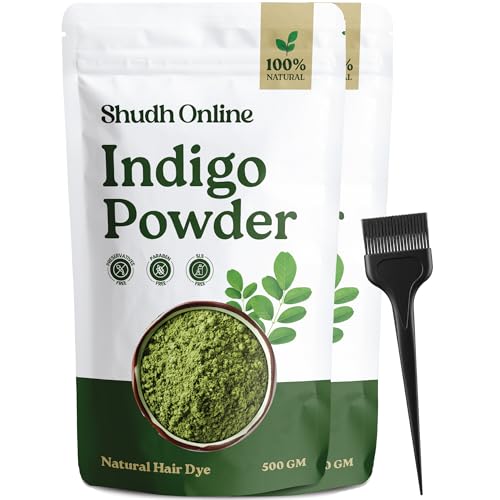 Image of Shudh Online Indigo Powder Organic for Hair Black Colour (1000 Grams / 1 Kg), Natural Avuri Leaf Powder, Neela Amari, Neel Patti, Neelambari, Neelamari, Neelayamari, Indico