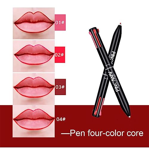 4 in 1 Lip Liner | Lip Pencil Pressed 4 Color in 1 Lip Liner Pencil,Long Lasting Lip Liner Pencil for Daily Makeup & - Image 8
