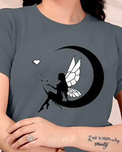 Image of Women Round Neck Printed Cotton Blend Regular Fit T-Shirt