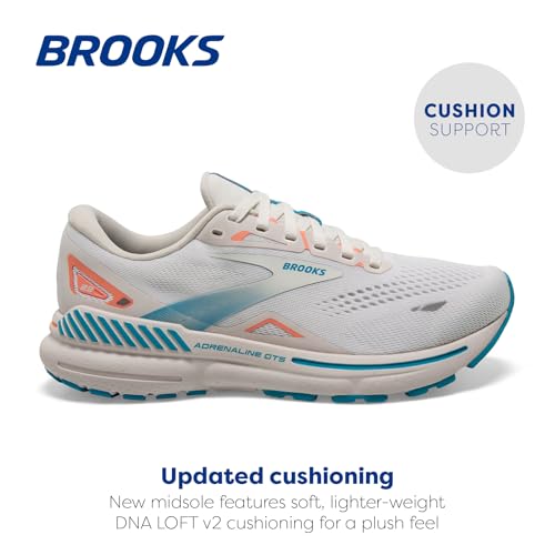 Brooks Women’s Adrenaline GTS 23 Supportive Running Shoe - Coconut/Papaya/Blue - 10 Medium