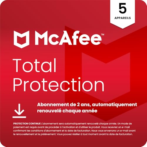 McAfee Total Protection 5 Appareil 2026 | Antivirus, VPN, Logiciel de sécurité | Abonnement de 24...
