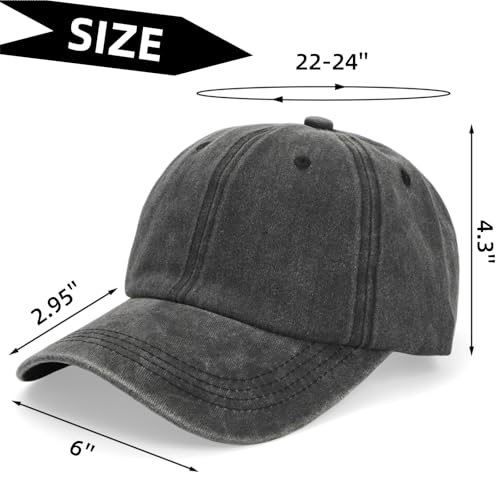 Image of WRINGKIT 6 Pieces Washed Plain Baseball Cap, Unisex Vintage Cotton Baseball Cap, Distressed Twill Adjustable Golf Dad Hat, Retro Unstructured Baseball Hat for Men, Women