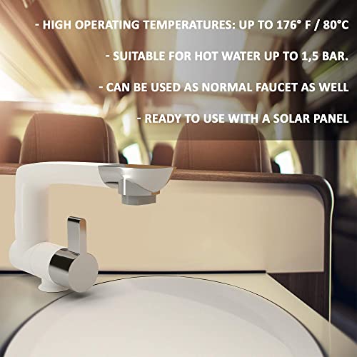 12V Electric Water Faucet Tap With Switch | Ideal For Kitchen Sink And As Pump Connection In Rv, Trailer, Campervan Or Boat (Up To 1.5 Bar) | Rotatable Spout Perfect For Laundry, Outdoor, Bar (White) #TOP2