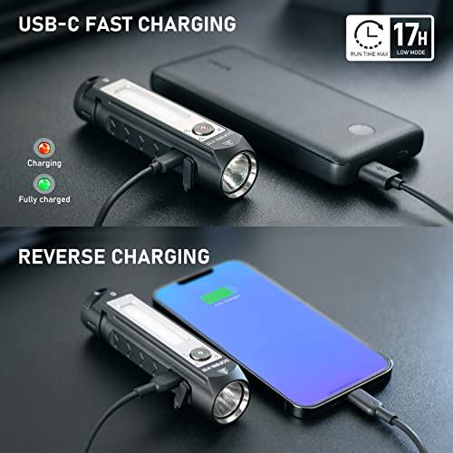 Rechargeable Flashlights High Lumens, Sofirn IF23 4000lm Flashlight 3-in-1 with side white light and RGB mode, IPX8 waterproof,long runtime, magnetic base, suitable for home, emergency, camping