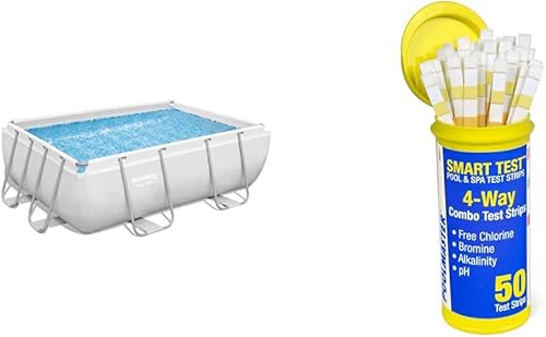Bestway 1056631USX22 - Piscina sobre el suelo, 9 pies 3 pulgadas x 6 pies 5 pulgadas x 33 pulgadas, blanco y Poolmaster 22211 Smart Test 22211 Tiras