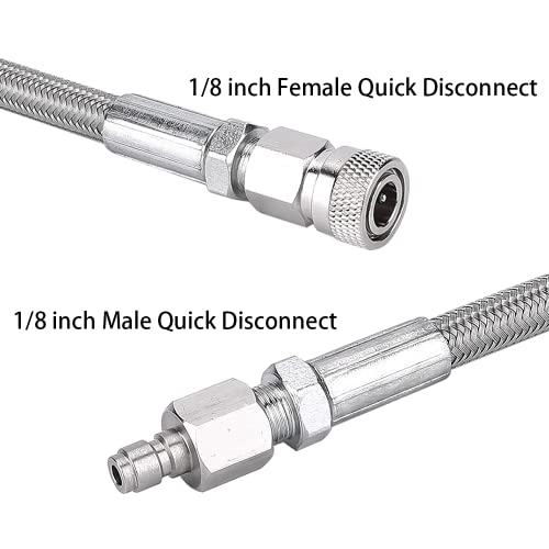 Hmkugo Paintball Airsoft Fill Whip Hose Extension - 36 Inch 4500Psi Stainless Steel Air Fill Station & Charging System High Pressure Air Tool Fittings With Universal Quick-Disconnect Plug Adapter #TOP2