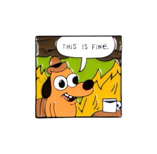 Meme Pin Square This Is Fine en zinc l'accessoire idéal pour customiser vos vestes