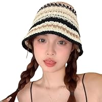Amazon.co.jp: ニットバケットハット 女性用 通気性 マルチカラー織り