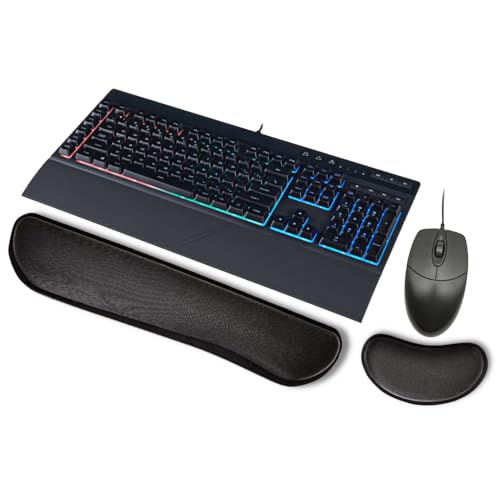 Image of Crysendo Wrist Rest Pad for Keyboard & Mouse | Easy Typing & Pain Relief Memory Foam Pad | Non-Slip Arm Wrist Rest Support | Durable, Comfortable & Lightweight Palm Rest Mouse Pad (Black)