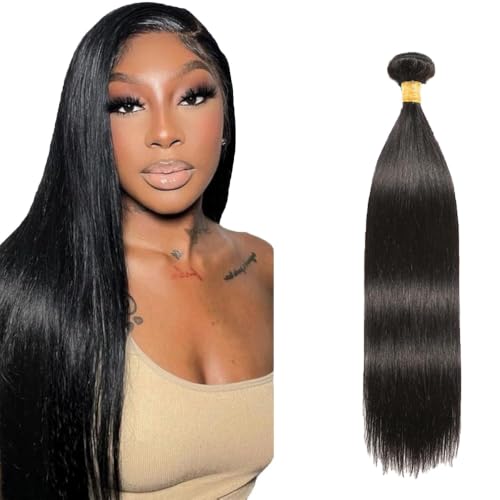 Habiliana Bundles Human Hair 12 Inch Straight Natural Black Human Hair Bundles 12A Unprocessed Brazilian Virgin Hair Quick Weave Bundles for Black Women