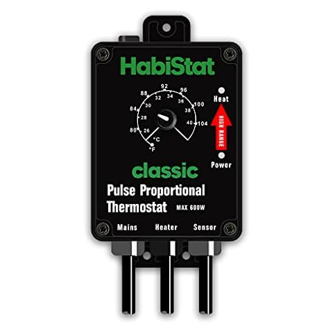 Habistat - Classic Pulse Proportional Thermostat - High Range - Black - 600w - Accurate Temperature Control - Day/Night - Easy To Use - Ideal For Controlling Ceramic Heaters & Heat Mats Cover