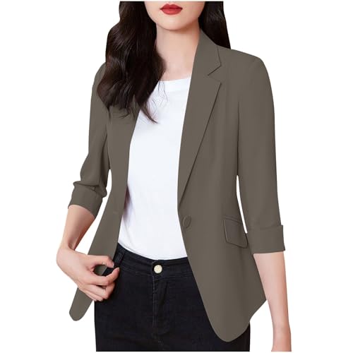 Women Blazer Trendy 3/4 Sleeve Blazers Casual Lapel Open Front Suit Jackets Business Corporate Outfits