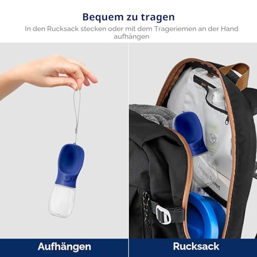 WePet Tragbare Hunde-Wasserflasche, 350 ml, Auslaufsicherer Trinknapf für Hunde – Praktisch für Spaziergänge, Wandern & Reisen – Aus lebensmittelechtem Kunststoff