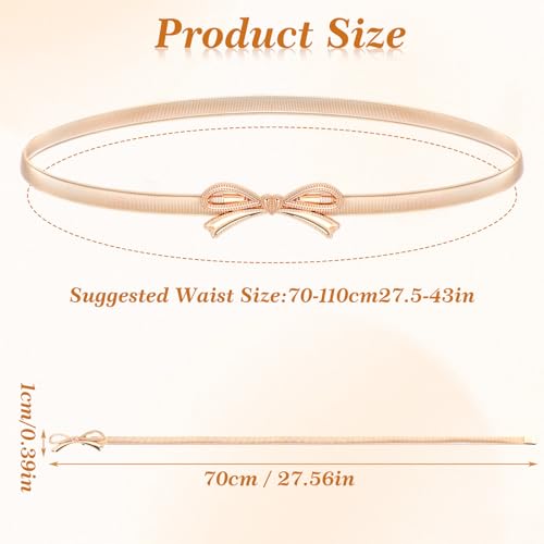 Gold Chain Belt Woman Skinny Metal Belts Adjustable Gold Waist Belt Chains for Women with Bow-Knot for Dresses and Jeans3